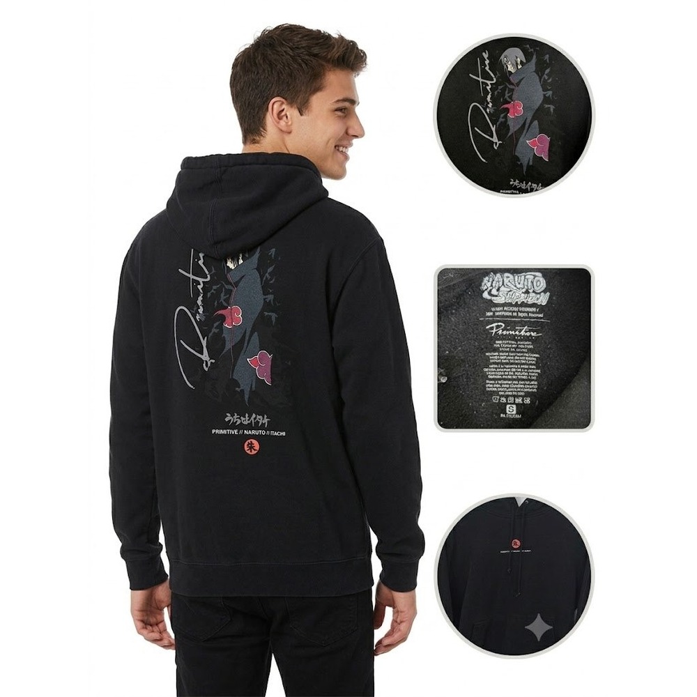 Primitive Naruto Shippuden Hoodie Mens S Black Graphic Sweatshirt Itachi Skate